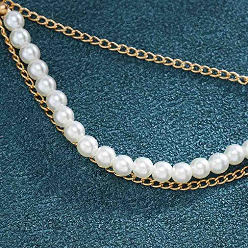Tgirls Boho Hair Chain Jewelry Gold Pearl Pendant Festival Headband Beads Chain Egyptian Headdress for Women