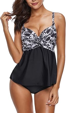black push up tankini top