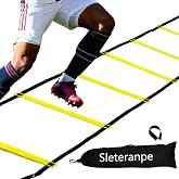 Sleteranpe 20ft Agility Ladder Training Ladder Speed | Speed Ladder for Soccer, 12 Adjustable Rungs, Durable, Carry Bag &amp; Straps, Yellow, Footwork Training for Athletes