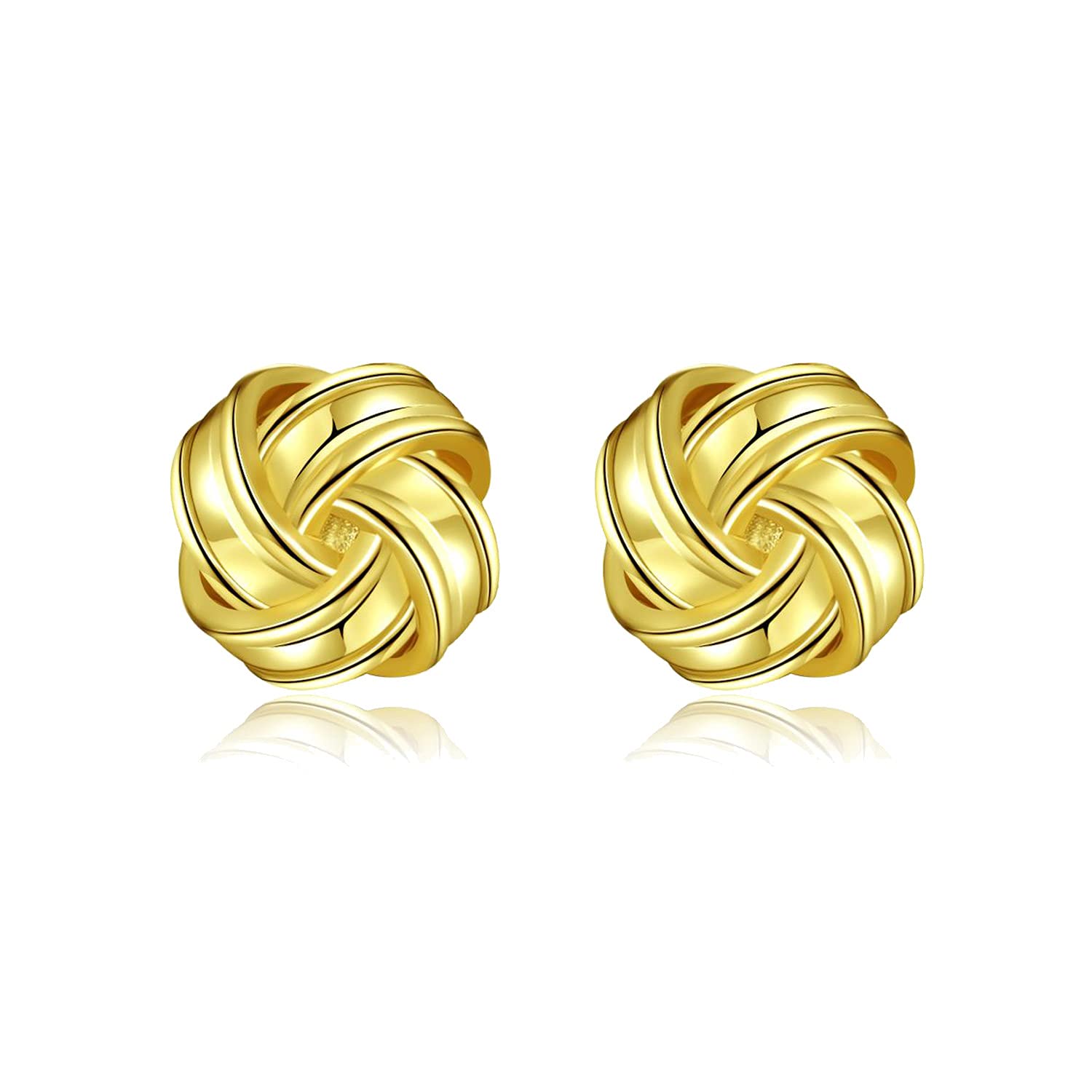 Gold Love Knot Stud Earrings for Women,7.4mm