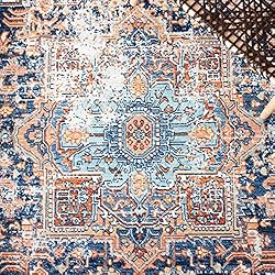 SAFAVIEH Aria Collection 2' x 8' Navy/Rust ARA580N