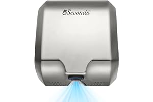 5Seconds - Commercial Hand Dryer, Stainless-Steel Bathroom Appliances for Hospital, Office and More, Touch-Free Hand Dryer with HEPA Filter, 1800W, UL Listed, Silver