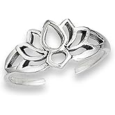 Filigree Flower Lotus Silhouette Nature .925 Sterling Silver Peace Bohemian Toe Ring Band