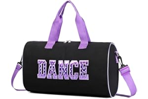 HYOOG Dance Duffle for Girls, Kids Toy Storage, Weekend/Overnight Bag, Gymnastics Gift 17"Lx9"Wx9"H (Purple)