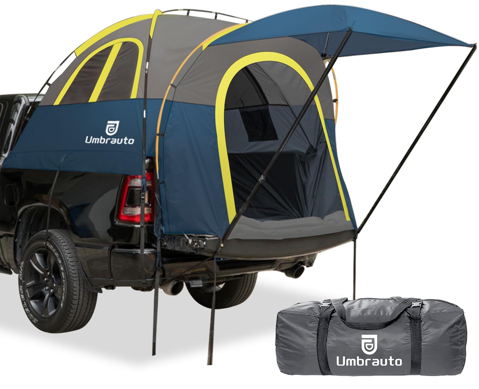 Photo 1 of Umbrauto Truck Bed Tent with Awning: 6.4-6.7FT PU3000mm Waterproof Tailgate Pickup Truck Tents, Easy Set-up for 2 Person, Fits Full Size Short Bed, Chevy, Dodge, Ford, GMC, Blue