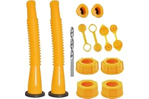 Yamataka Gas Can Spout Replacement Kit, 2 Pack, Yellow, HDPE, Compatible with 1/2/5/10 Gallon Gas Cans, ATV