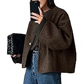 HOTIAN Women Cropped Wool Blend Coats Long Sleeve Coat Jacket Peacoat Fall Winter Outwear Overcoat