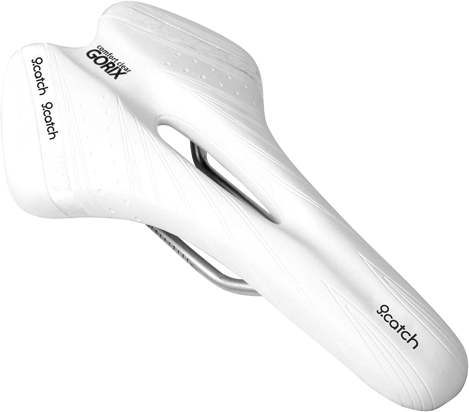 GORIX Bike Saddle Seat Comfortable Cushion with Rail Mountain Road Bicycle for Men and Women (A6-1) (All White)