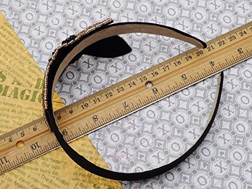 Alilang Intricate Design Single Black Bead Flower Golden Bead Leaves Fashion Headband