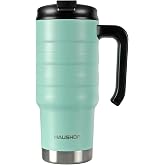 HAUSHOF 24 oz Travel Mug, Stainless Double Wall Vacuum Insulated Tumbler with Handle &amp; Spill Proof Twist On Flip Lid and Wide Mouth, BPA Free