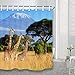 NYMB National Park of Kenya Africa Wildlife Animal Shower Curtain, Nature Safari Giraffes in Mountain, Waterproof Decorative Curtain for Bathroom, Bath Curtains Hooks Included, 70X70in