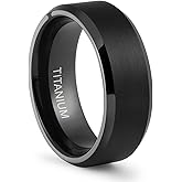 LerchPhi Titanium Rings for Men - 8mm Black Wedding Band, Classic Minimalist Design, Ideal Mens Wedding Ring & Gift for Him, Size 10.5