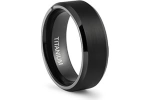 LerchPhi Tungsten Titanium Rings for Men, 6MM 8MM Black Mens Wedding Band, Custom Engrave Mens Wedding Rings, Belvelled Edge Promise Rings For Him