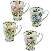 Gracie Bone China Spring Garden Footed Mugs, Set of 4