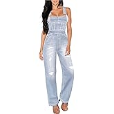 Hybrid & Company Women Denim Shorts Rompers Sleeveless Adjustable Strap Overalls Cross Back Jumpsuit