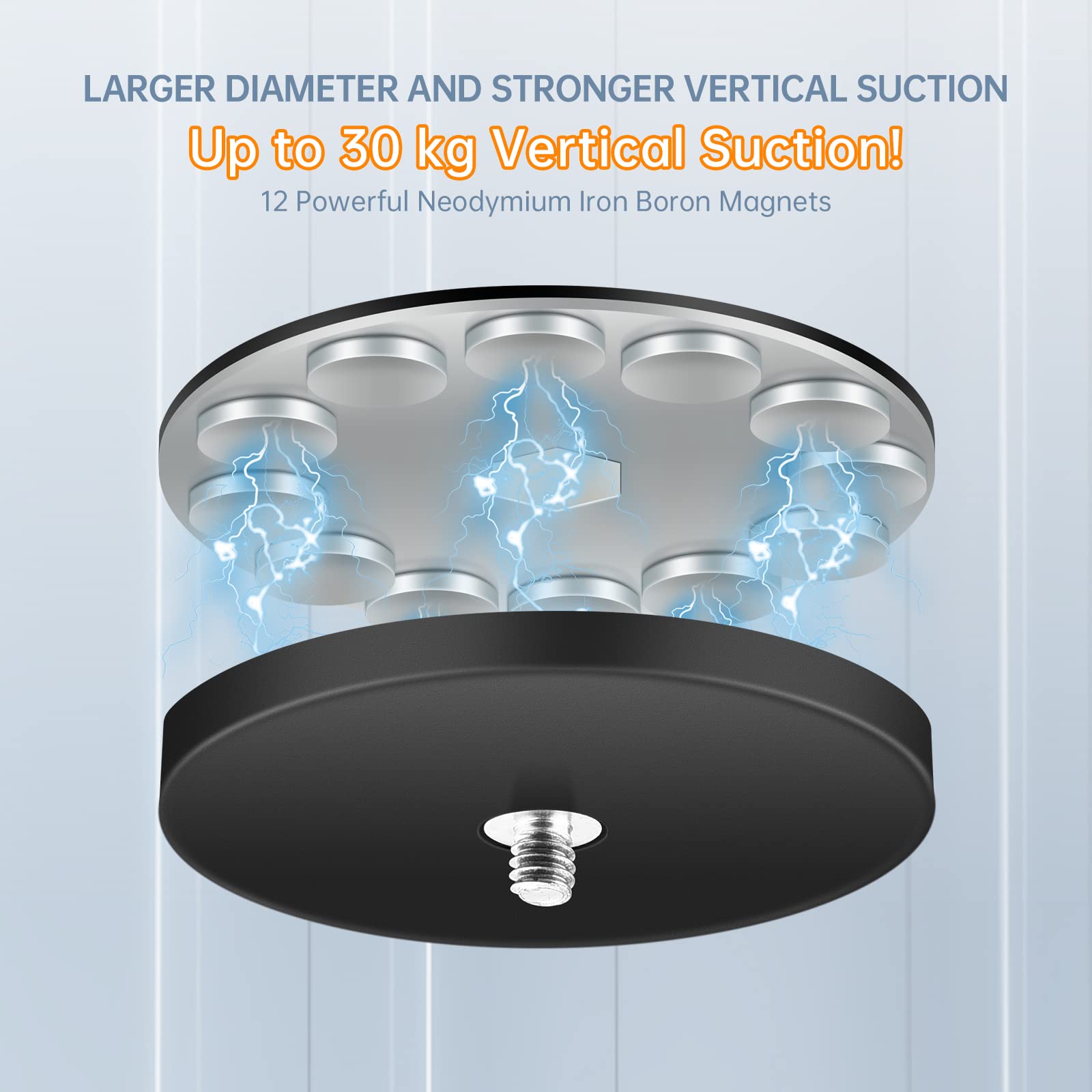 UTEBIT Magnethalterung Werkzeug mit 360° drehbarem Kugelkopf, Supermagnetischem 88-mm-Magnetfuß mit Smartphone-Halter, Kamera Magnethalter Kompatibel mit GoPro, Action-Kamera, max belastbar 30 kg 2