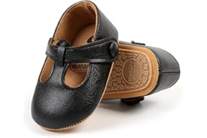 QWZban Baby Shoes Girls Mary Jane Flats Non Slip Soft Sole PU Leather Infant Toddler Sneakers First Walkers Party Christmas Dress Shoes
