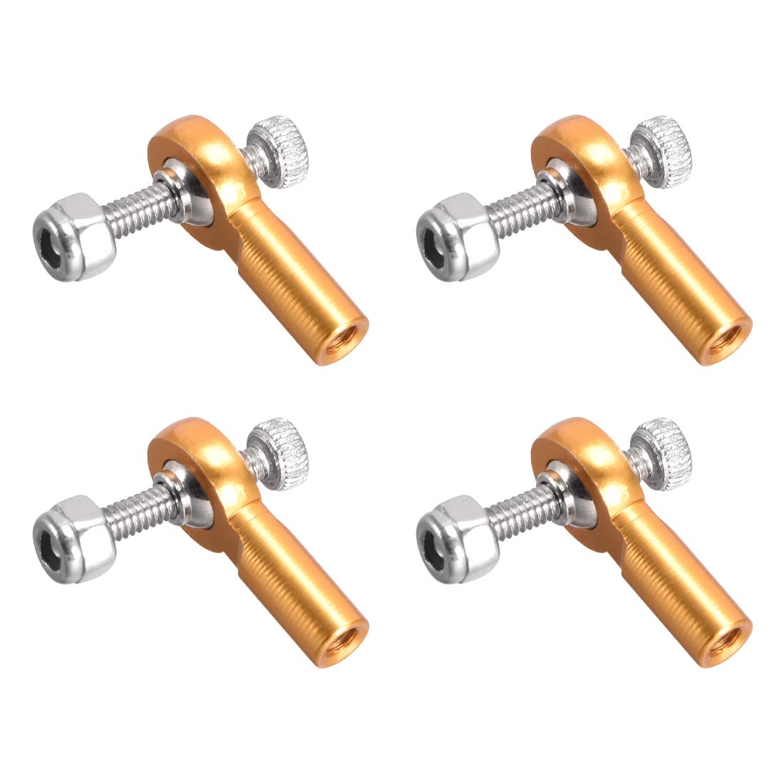 sourcing map 4 PCS M2/2mm 15mm Linkage Rod End Tie Rod End Ball Head Joint Adapter Gold Tone for RC Crawler Boat