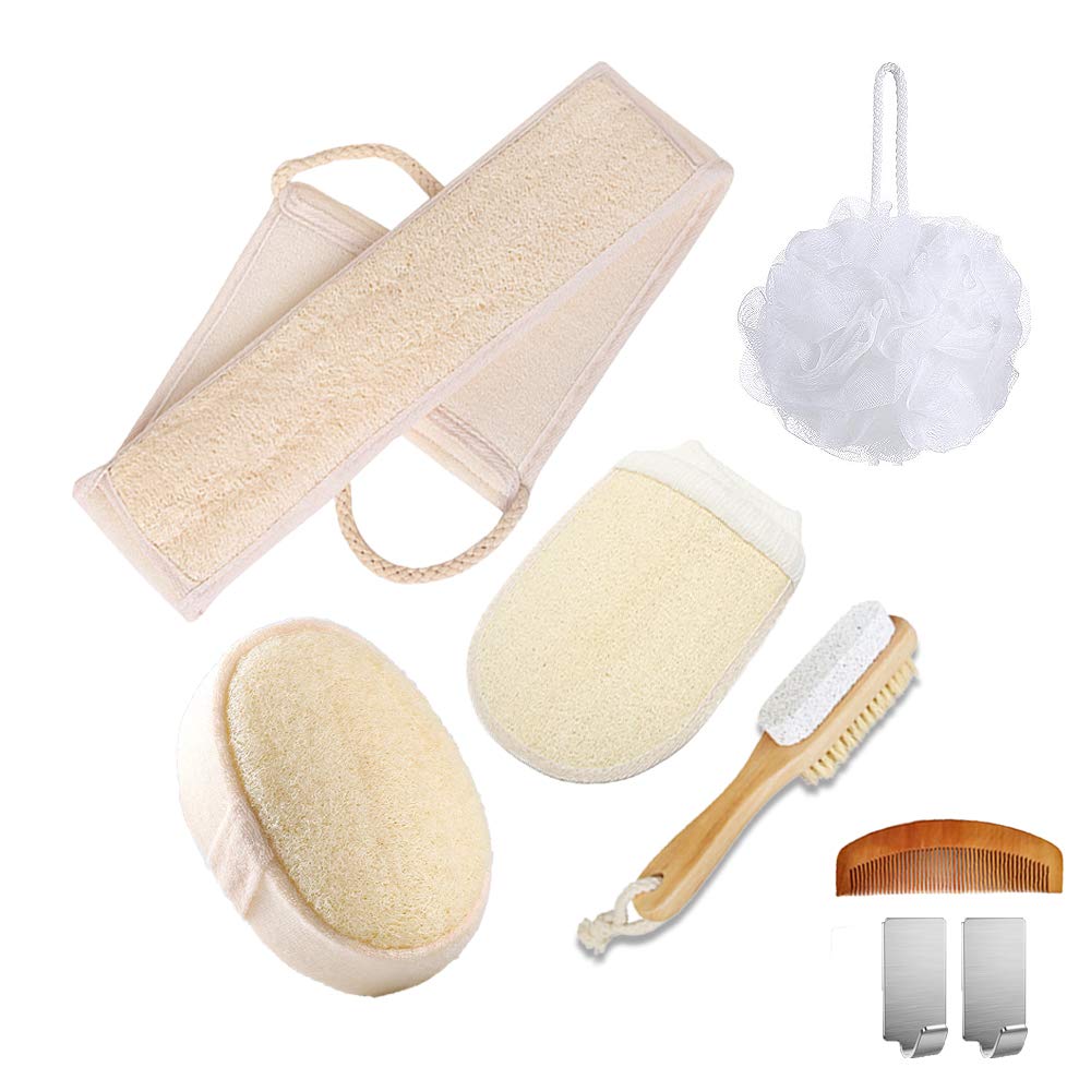 MYHXQ Loofah Bath Sponge Shower Loofah Sponge Body Scrubber Exfoliator for Women and Men,Exfoliating Luffa Bath Sponge for Body & Back, Back scrubber for Shower (Loofah Set B): Beauty
