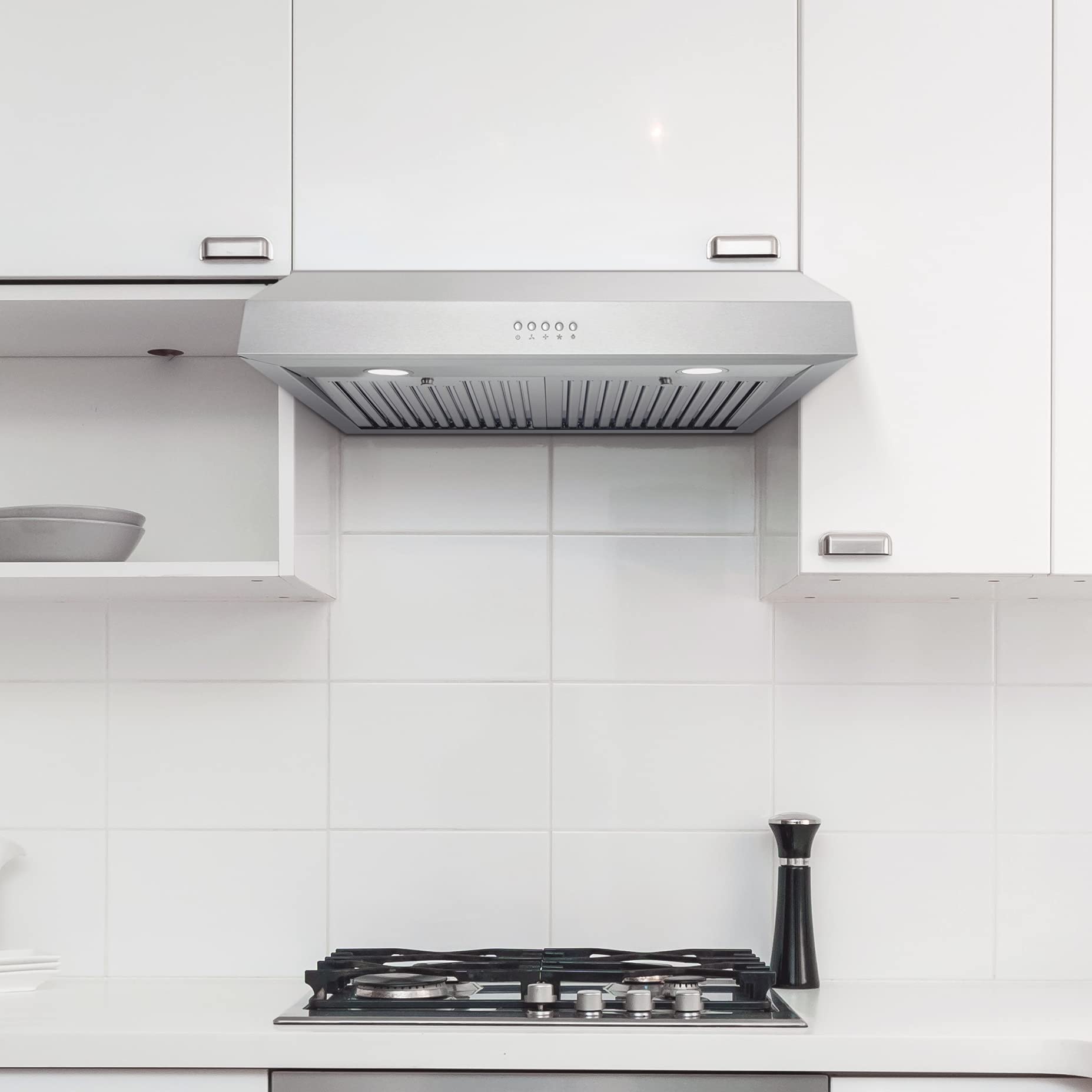 COSMO UC30 29.5 in. Ducted Under Cabinet Range Hood, Kitchen Over Stove Vent, 3-Speed Fan, Permanent Filters, LED Lights in Stainless Steel, 30 inch