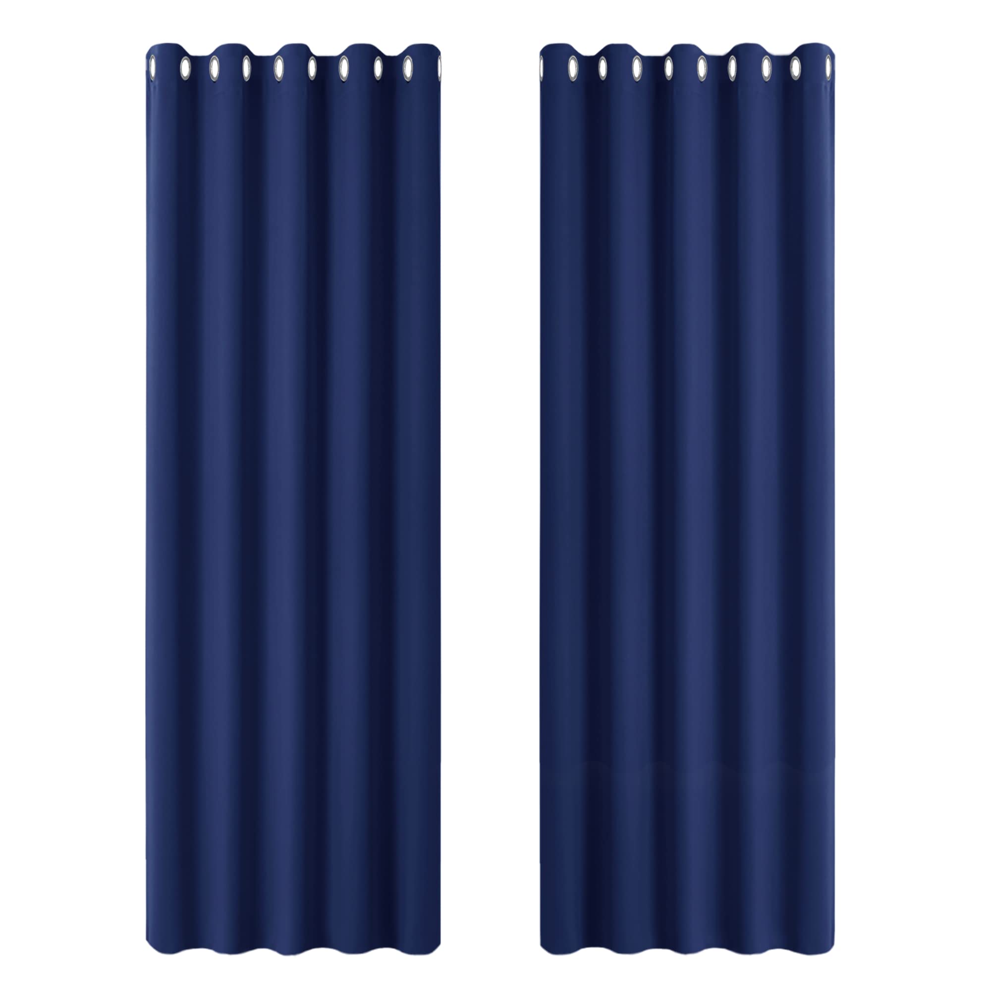 PONY DANCE Blue Blackout Curtains for Living Room - Thermal Eyelet Drapery for Large Windows Light Blocked Boys Curtain Panels for Bedroom, 2 Pcs, 66 Inch Width by 90 Inch Depth,