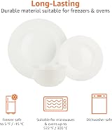 Amazon Basics 18-Piece Dinnerware Set White Service for 6 Porcelain view 4