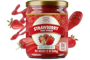 ChocZero Keto Strawberry Fruit Spread, No Sugar Added, Keto Friendly, All Natural, Gluten Free, Sweetened with Monk Fruit (1 jar, 12 oz)