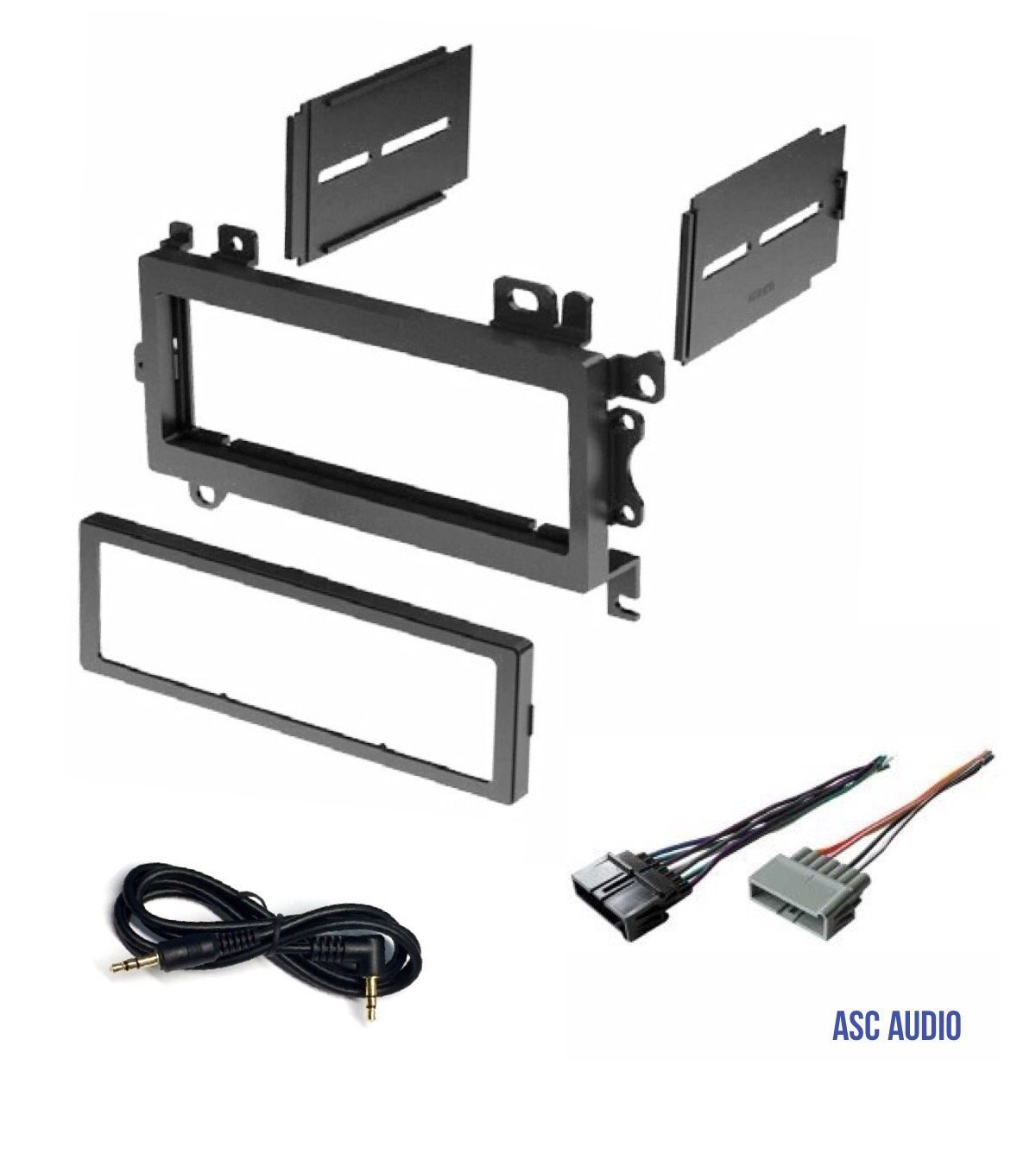 ASC Car Stereo Dash Install Mount Kit and Wire Harness Combo to install a Single Din Aftermarket Radio for some 1984-2002 Chrysler Dodge Jeep Plymouth Vehicles