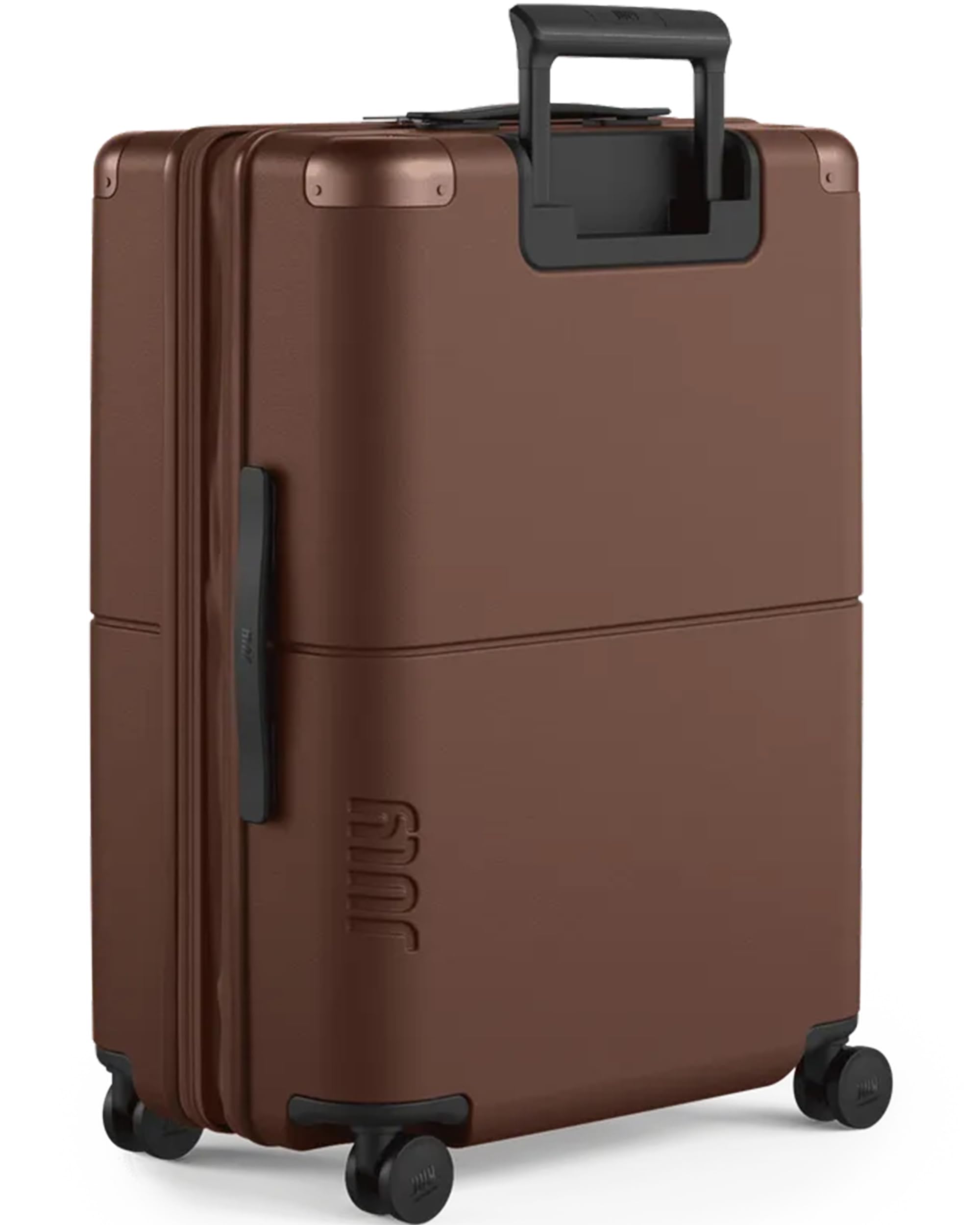 Photo 1 of July Checked Expandable - 24.5" Airline Approved Check In Luggage with Wheels, Spinner Suitcase for Men & Women - TSA Lock Rolling Suitcase, Spinner Wheels, Expansion Zip, Y-Strap - Dark Brown