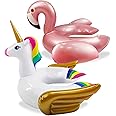iGeeKid 2 Pack Pool Float for Kids Unicorn Flamingo Swim Floats for Toddlers Age 3-8 Years Pool Toys for Kids Inflatable Floaties Unicorn Swimming Ring Ride On for Girl Boy Summer Beach Supplies