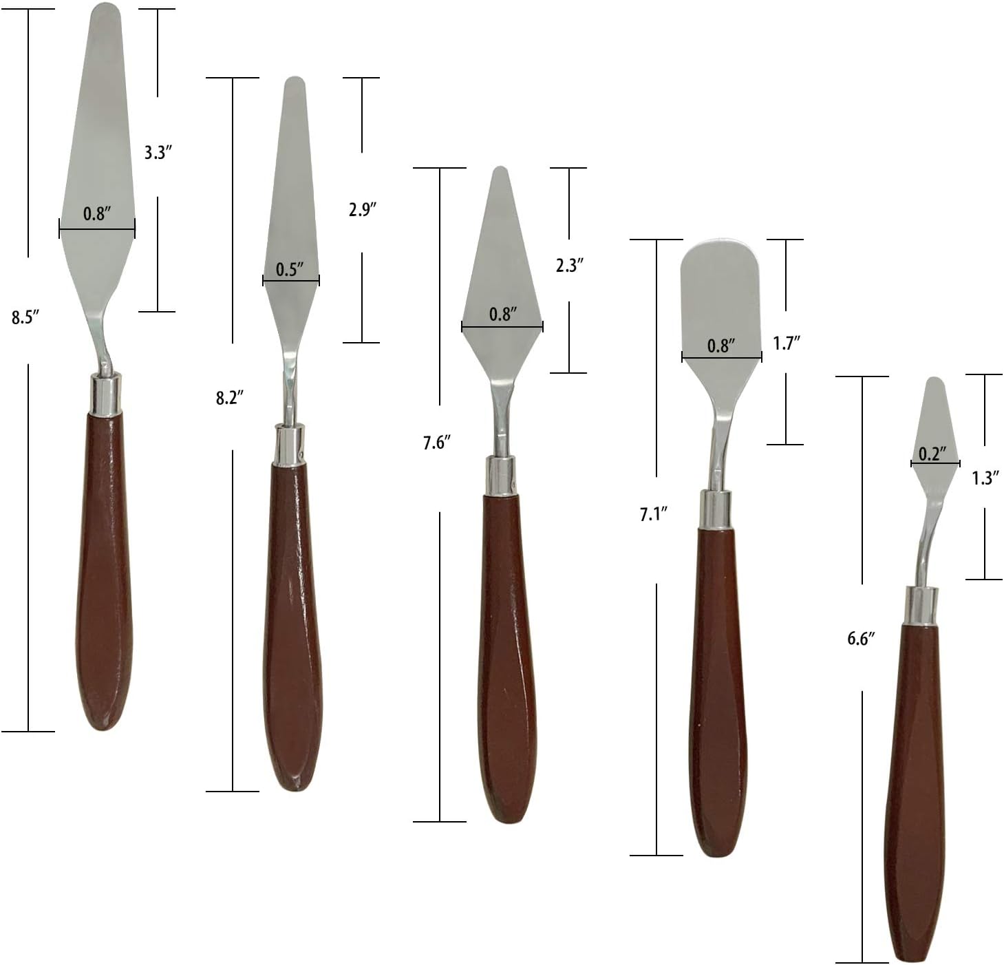 PHOENIX Paint Knife Set, 5-Piece Stainless Steel Artist Palette Knife Paint Spatula for Oil & Acrylic Painting Art Tools: Home Improvement