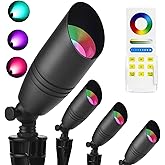 iYogaled RGB Low Voltage Landscape Lighting, Color Changing Aluminium Landscape Lights with 4 MR16 Light Bulbs, 12V Outdoor Spot Lights for Yard Garden Pathway Lawn Decorative, ETL Listed