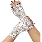 Instiqueo Short Floral Fingerless Lace Gloves for Women