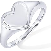 PAVOI 14K Gold Plated Heart Stackable Rings for Women | Love Valentines Statement Chunky Signet Ring Band | Friendship Rings