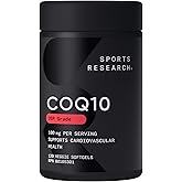 Sports Research CoQ10 (100mg) Enhanced w/Coconut Oil & Bioperine (Black Pepper) for Better Absorption | Vegan Certified, Non-