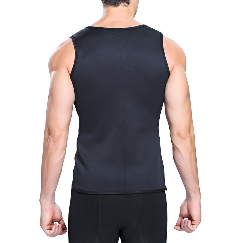Wishesport Hot Sweat Vest Neoprene Sauna Vest For Men Weight Loss Tummy Fat Burner Slimming Shapewear Hot Thermo Body Shaper Sweat Tank Top Black No Zip (Black, XX-Large)