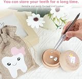 HOTUT 3D Carved Tooth Fairy Box Kit Beech Wood Keepsake with Linen Bag view 4