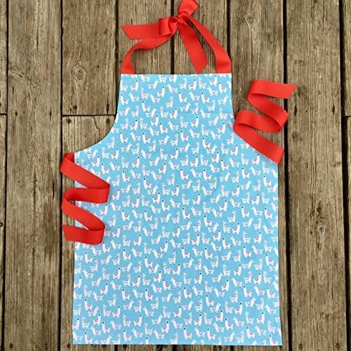 Blue Llama Girls Apron for Kitchen Crafting Art Baking