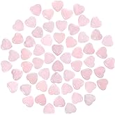 Guiqulai 60 Pcs Rose Quartz Crystals,Heart Natural Polished Crystal,0.8 Inch Mini Healing Stone,Worry Stone Bulk,Love Carved Palm Thumb Gemstone for Reiki Energy Balancing Meditation(Pink)