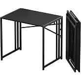Lutown-Teen Folding Computer Desk 32 inch, Black | Small Folding Desk for Writing &amp; Gaming, Small Space Office Desk, No Assembly Required
