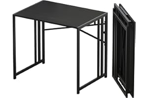 Lutown-Teen Small Folding Computer Desk 32 inch, Writing Gaming Computer Desk for Small Spaces, No Assembly Required Small Office Desk, Black, FDD31