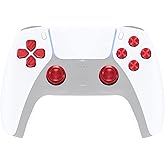 eXtremeRate Red Metal Thumbsticks Dpad ABXY Buttons for PS5 Controller, Custom Replacement Aluminum Analog Thumbsticks & Action Buttons & Direction Keys for PS5 Controller - Controller NOT Included
