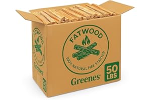 Greenes Fence Fatwood Fire Starter – 50 lb Box – 100% Natural Resin Pine Kindling – Chemical-Free All-Weather for Fireplaces, Campfires, Wood Stoves & Grills