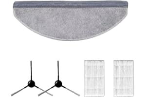 EITTON Mop Pads (1 Packs)& Side Brushe (1 Pair)& Filters (2 Packs), Compatible with A6 Pro、S6 Pro、G6 Pro、H6 Pro Smart Robot Vacuum Cleaner, Replacement Accessories