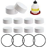 Plastic Poultry Waterer Replacement Parts Kit | 10 Caps &amp; 4 O-Rings, Compatible with Miller, Little Giant PPF &amp; Farm-Tuff 3/5/7 Gallon Poultry Founts (White)