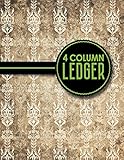 4 Column Ledger: Ledger Books, Accounting Ledger Sheets, General Ledger Accounting Book, Vintage/Aged Cover, 8.5