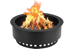 Masyardi 36 Inch Outer/30 Inch Inner Fire Pit Ring, Dual-Layer Design Smokeless Firepit Liner for Backyard, Beach & Camping