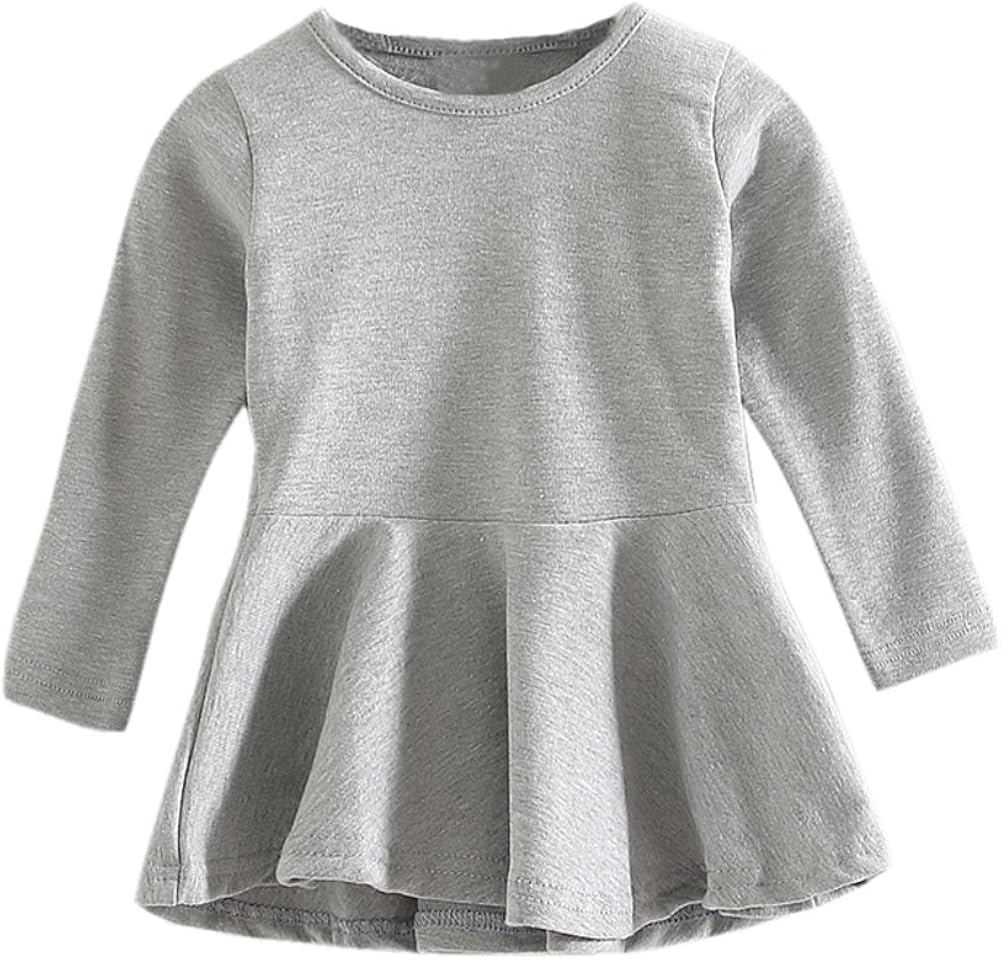 Baby Girls Dress Long Sleeve Infant Tops Cotton Toddler Blouse Pink Ruffle T Shirt Playwear