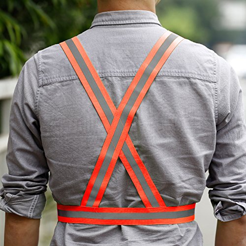 Reflective Safety Vest Leshp Premium Reflective Running Vest Visibility Safety Accessories for Walking,Cycling,Hiking,Motorcycle Riding,Jogging (Regular, Orang)