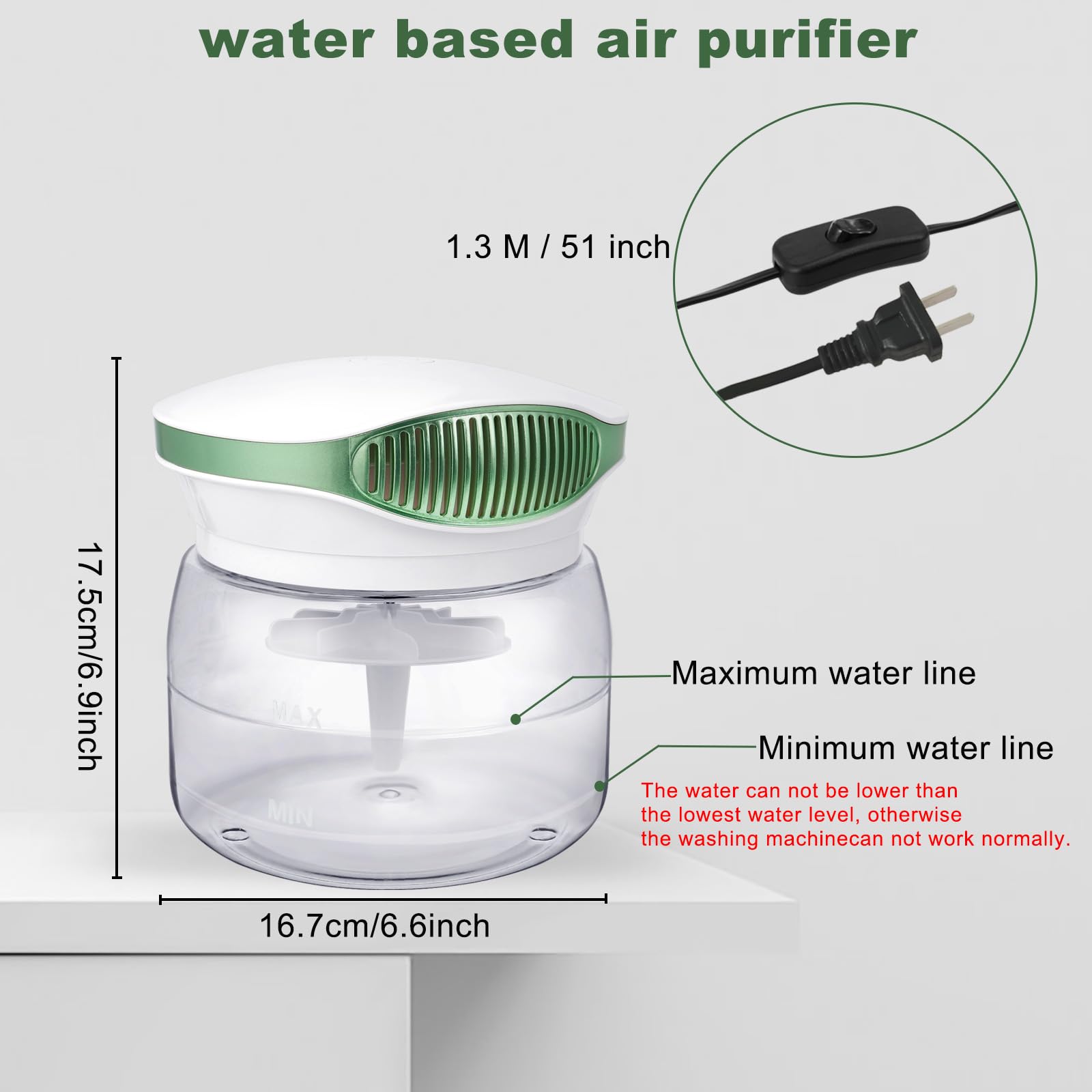 HimAoto Water Air Purifier for Home, Air Washer Aroma Diffuser, Rainbow Air Purifier, Air Washer Humidifier, Essential Oils Aroma Fresher With Night light for Home, Office, Bedroom